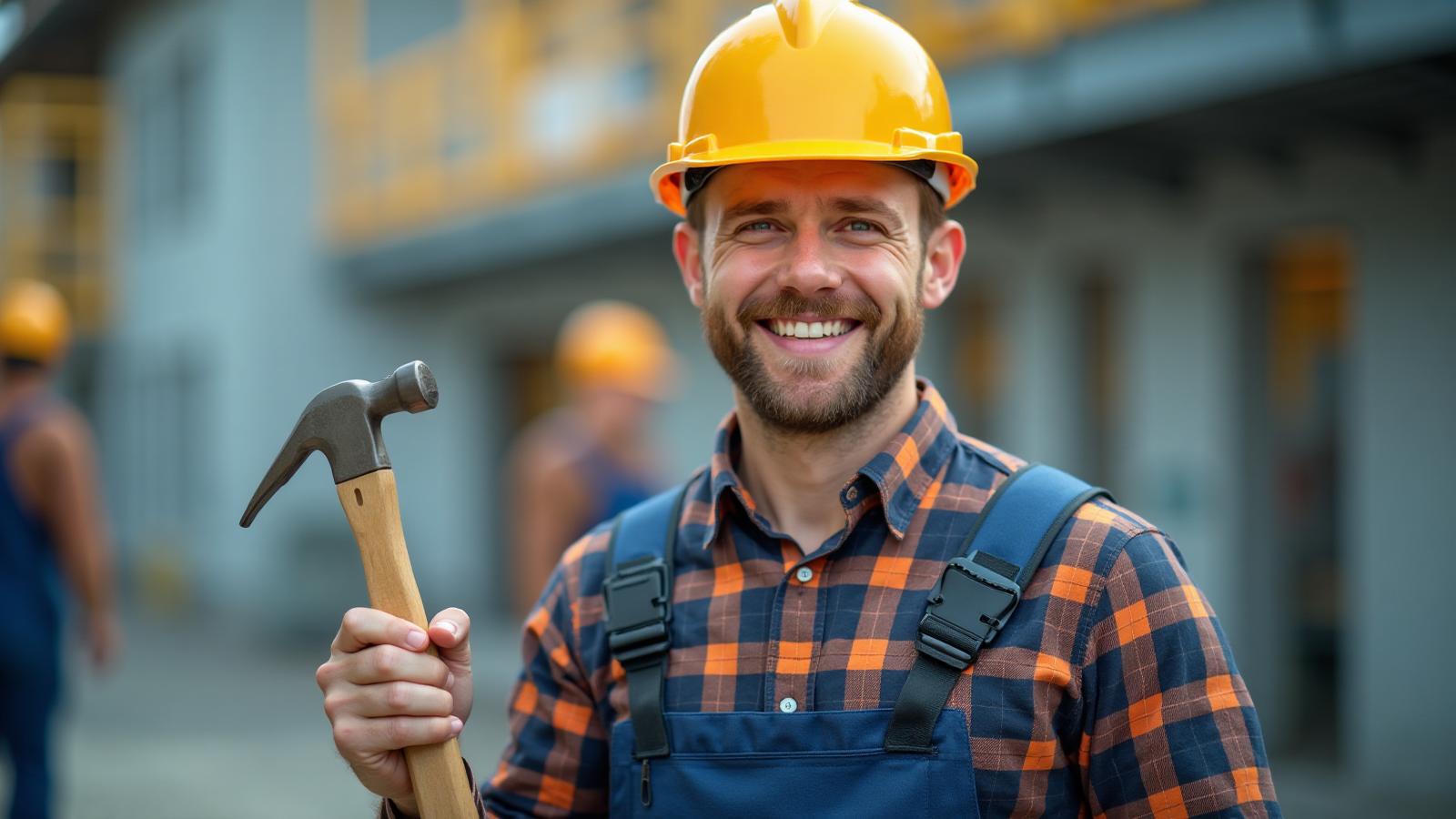 Professionell byggmästare med verktyg